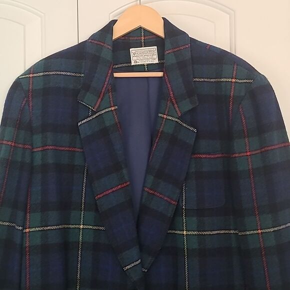 Pendlelton Blue Green Wool Smith Tartan Plaid Blazer & Shorts Set Size 16/18 - Picture 4 of 16
